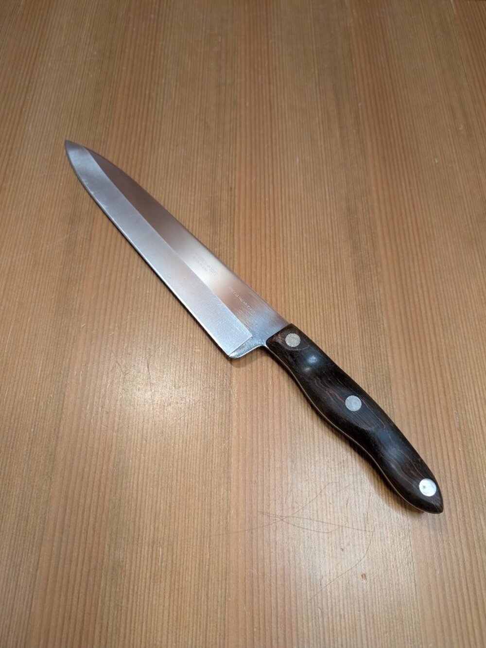 Cutco No 1025 French Chef's Knife Classic Brown Wood Handle 9" Blade USA Cutlery